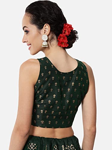 Image of studio rasa Women's Dupion Hand Block Printed Readymade Top for Festive Wedding Party
