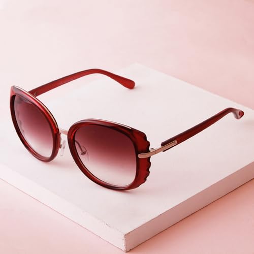 Lunettes de soleil de luxe en forme d'éventail au design rétro rouge