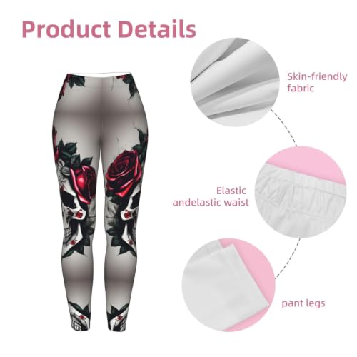 Leggings de compresión de alta calidad con estampado de rosa y calavera para mujer 6