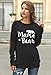 Pink Queen Women's Long SLeeve Mama Bear Printed Pachwork T-Shirts Black M