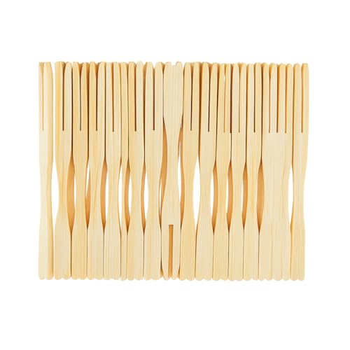 Forks Wooden Paddle Skewers Outdoor Dining Picks Tableware Cutlery Fruit Forks Sticks Suitable for Desserts Pastry Sandwiches Burgers Salads Buffets Vegetables 90 Mm (100 Pcs)