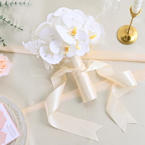 Image of Double Face Nude Satin Ribbon 2 Inch x 25 Yards Polyester Ribbon for Gift Wrapping Easter Weddings Party Decorations Hair Bows Invitations
