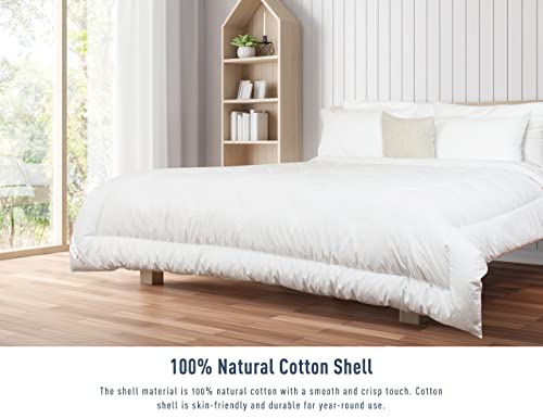 Homtec Duvet Insert Cotton Comforter King Size White Down Alternative Duvet Insert 100% Cotton Quilted Fluffy Comforter Lightweight All Season 4 Corner Tabs Durable Breathable Noiseless #TOP2