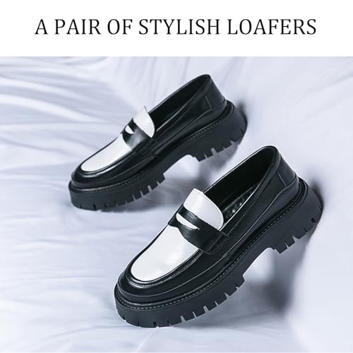 Men's Leather Lug Sole Penny Loafers Comfort Round Toe Platform Non-Slip Slip-On Business Casual Shoes Suitable for Work and Walking2