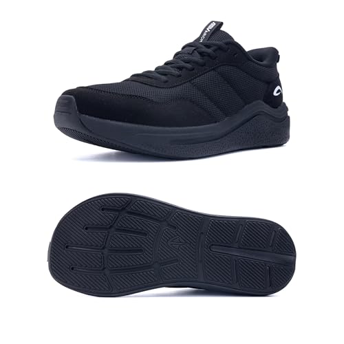 MAFEKE Mens Wide Toe Box Walking Shoes Orthotic Running Sneakers Arch Support Tennis Athletic Shoes for Plantar Fasciitis Bunions Solid Black US 11