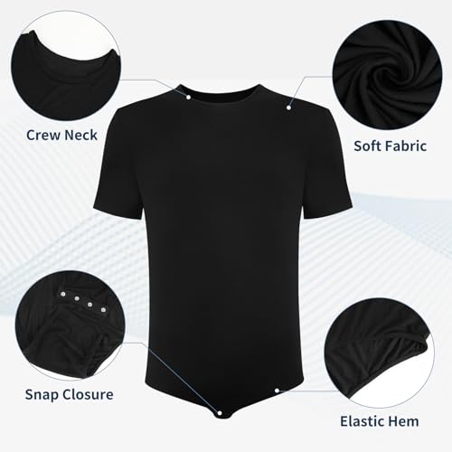MISS MOLY Mens Short Sleeve Bodysuit Pajamas One Piece Crew Neck Romper Body Suit Basic Onesie Shirt4
