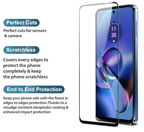Image of JGD PRODUCTS Original Premium Hd Curved Edges Tempered Glass For Motorola Moto G54 5G, Moto G73 5G, Moto G62 5G, Moto G32 and Moto G14 (6.5 Inch) With Edge To Edge Coverage And Easy Installation Kit
