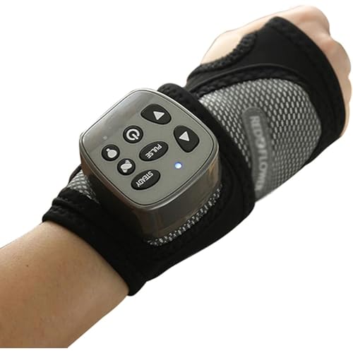 Masajeador de muñeca recargable con vibración, compresión caliente y función de bolsa de aire para aliviar el dolor articular y fisioterapia