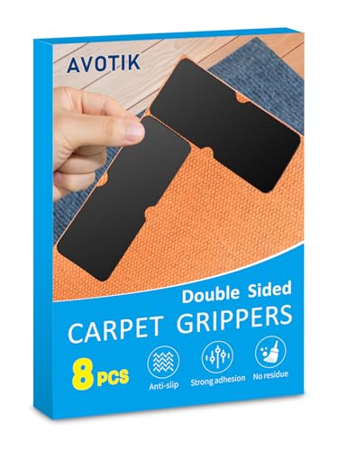 Rug Gripper for Laminate Floor: 8 PCS No Damage Rug Tape - Anti Slip Rug Grips for Area Rugs Secure Carpet Tape for Wood Floors Safe & Strong Hold (Note: Not suitable for rug on carpets.)