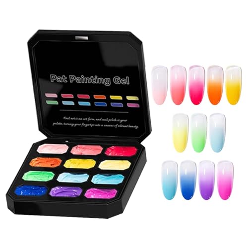 Pintura sobre gel para diseños de uñas en casa paleta de doce crema con pinceles para madres