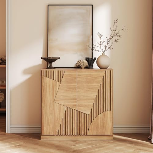 Image of BELLEZE 33 inch Modular Sideboard Buffet Cabinet - Camel L