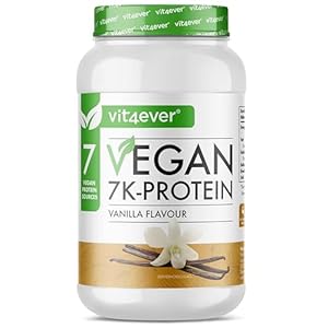 Vegan 7K Protein – 1kg – Vanille – Poudre de protéine purement végétale avec des protéines de riz, d&rsquo;amande, de soja, de pois, de chanvre, de cranberry, de tournesol.