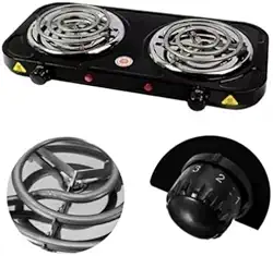 Fogão Elétrico Portátil Cooktop 2 Bocas, 2500W 110V