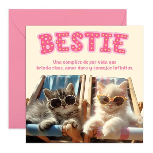 Central 23 Mejor Amiga Tarjeta Cumpleaños Gatito Lindo Dulce Mujeres Chicas Amistad Viene Con Pegatinas Regalo Cumpleaños Lindo Regalo Por