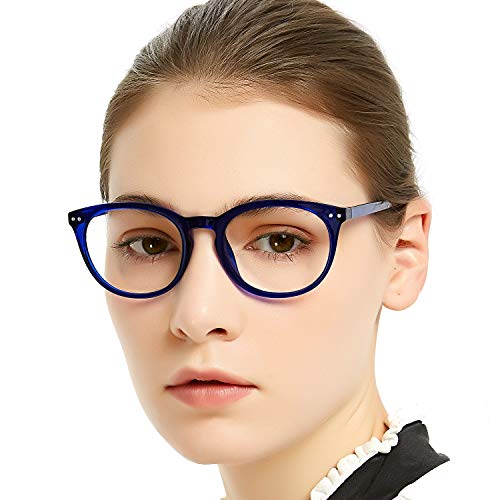 MARE AZZURO Computer Reading Glasses Women Stylish Blue Light Blocking Filter Glare UV Readers 0 100 150 200 250 300 350 400 (Blue, 1.0)