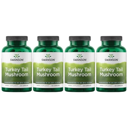Swanson Turkey Tail Mushroom - Herbal Supplement Promoting Immune System & Cellular Health - Natural Formula Promoting Liver Function & Defense - (120 Capsules, 500 mg) 4 Pack