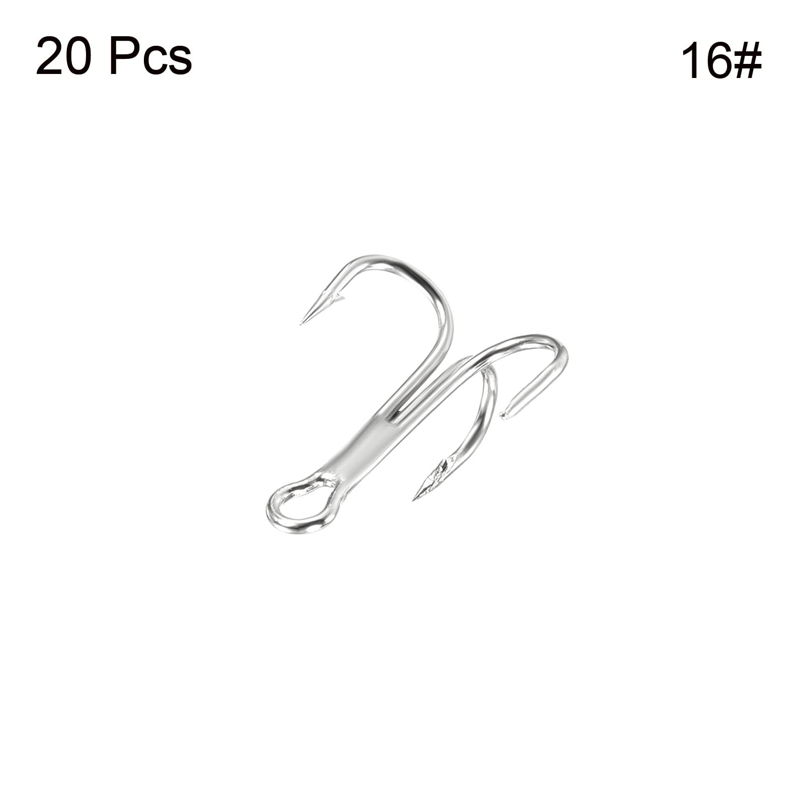 PATIKIL 16 # haczyki na ryby wysokie, 20 sztuk 0,9 cm L stal węglowa ostry okrągły haczyk do potrójnego kolczastego haka do słodkowodnych słonowodnych, biały