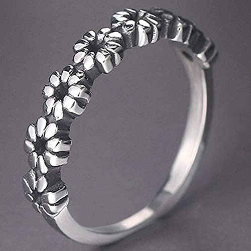 Jude Jewelers Retro Vintage Stainless Steel Stackable Flower Style Wedding Band Ring2