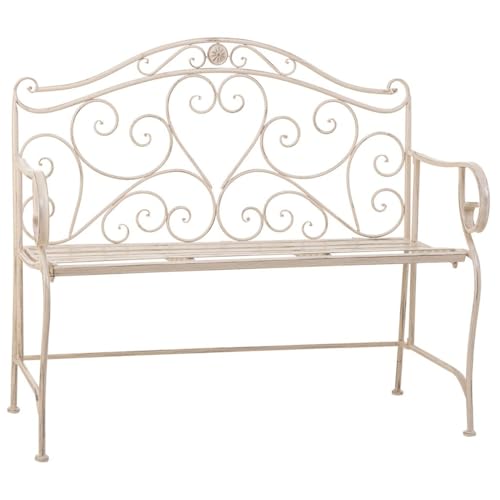 WANDERLUST DECO Banco de forja Blanco 110x50x88