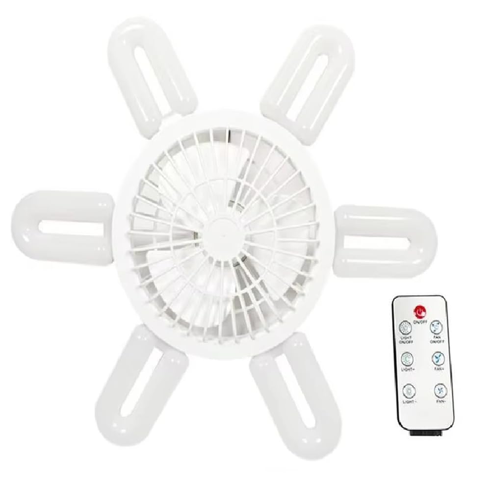 Lampe ventilateur de plafond E27 plafonnier ventilateur LED dimmable télécommande
