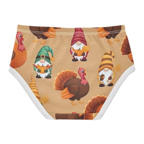 Underwear for Girls, Fall Gnome Pumpkin Tan Toddler Briefs, Cotton Girls Underwear, 2T–8 Years2