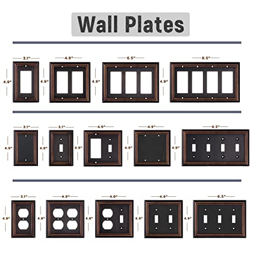Sleeklighting Oil Rubbed Bronze Outlet Covers And Switch Plates-Decorative Wall Plate Light Switch Cover Beveled -Variety Of Styles: Decorator/Duplex/Toggle / & Combo-Size: 3 Gang Toggle (2Pack) #TOP2
