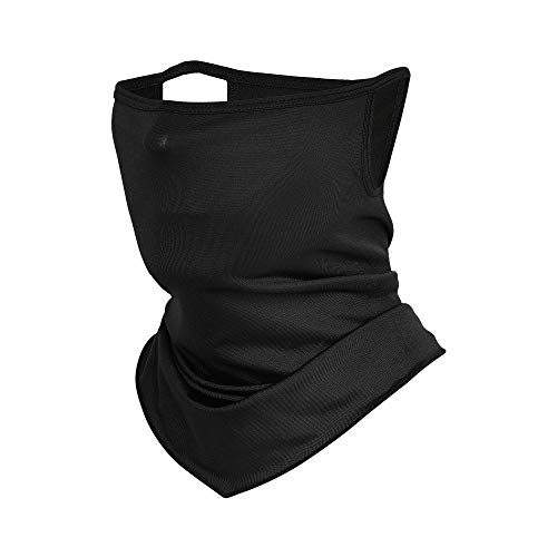 Sakiida Polaina de cuello suave | Bandana delgada cubierta facial lavable con orejeras | Snoods para hombres y mujeres ciclismo moto (negro)