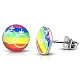 ✔ Tolle Regenbogen-Ohrstecker mit lesbischer Gender Symbolik (LGBT Gay Pride) aus Edelstahl für Damen und Herren. Die Ohrringe können vielfältig kombiniert werden - ein tolles Accessoire für einen jungen, trendigen Look!