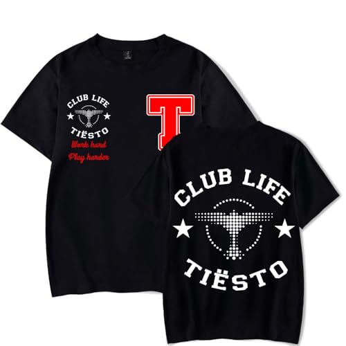 Photo de RYSXJLX Tiesto Merch T-shirt à manches courtes pour femme et homme, Noir , XXL