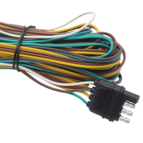Image of 25 Foot 4 Wire 4-Flat Trailer Light Wiring Harness Extension Kit with 18 Gauge White Ground Wire for Trailers