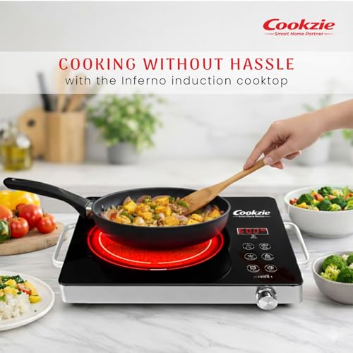 Image of 2200-watt Inferno Infrared Cooktop With Grill | Digital Display, Touch Control, 4 Preset Functions, Portable Electric Induction for All Utensils | 1 Year Warranty, Black