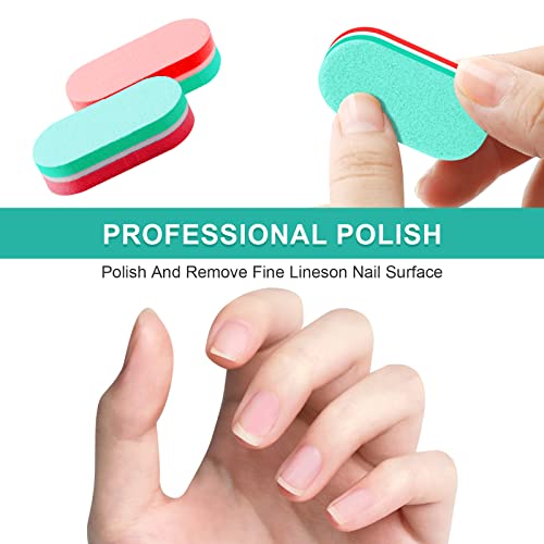 Diesisa Mini Nail Files Block, 100/180 Grit Sponge Nail Buffers for Acrylic Nails, Mini Buffing Block Double Sided for Manicure Tools 40 Count - Green/red — view 3