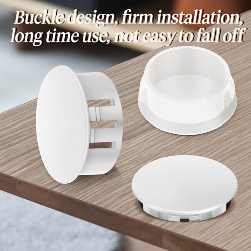 Image of 200PCS 3 /4 inch Plastic Plugs Hole, White Round PA66 Plug Furniture Hole Decorative Cover