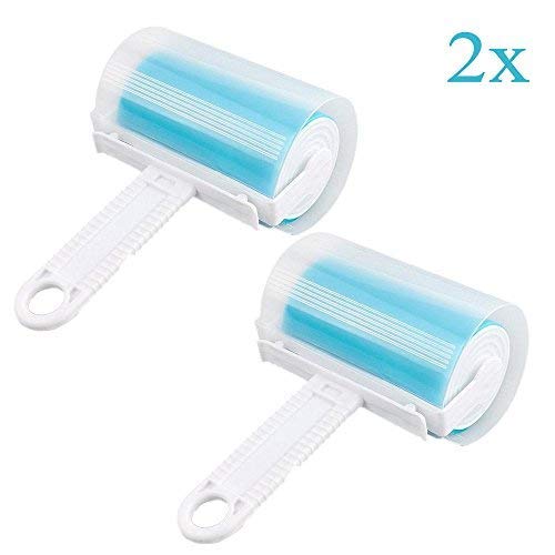 JZK 2X blau Sticky Roller Fusselrolle saugen Staub Haare Lint Kleidung Wollstaub Fluff Tierhaare, waschbar Wiederverwendbare