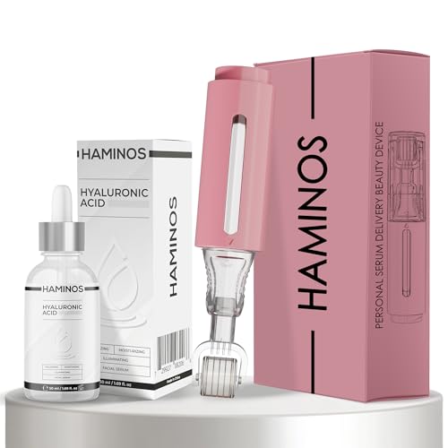 HAMINOS Pack Labbra Volume & Idratazione: Derma Roller con Serbatoio 0,25 mm + Siero all’Acido Ialuronico 50 ml