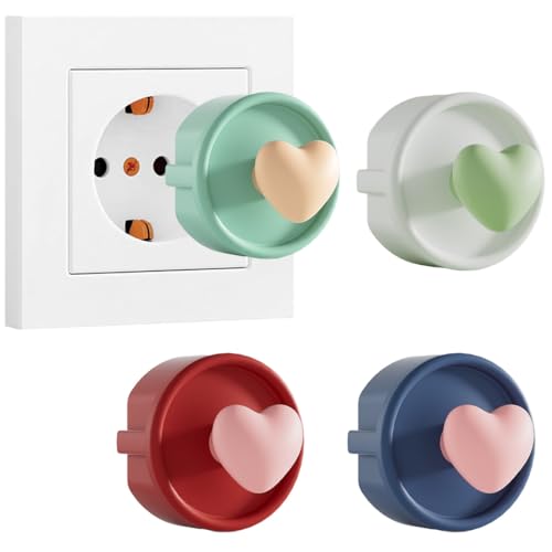 THQAE 4 Pcs protector enchufes para bebes, tapa enchufes para bebes, Enchufes Tipo F, Tapa Decorativa de Silicona, Cubierta Protectora Contra el Polvo, Cubierta Decorativa Protectores