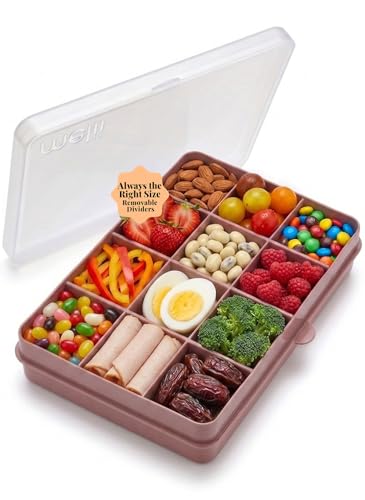 melii Snackle Box |12-Compartment Snack Container with Removable Dividers, BPA-Free Food Storage for Travel, School & On-the-Go Snacks, Kids & Family Organizer (Berry)