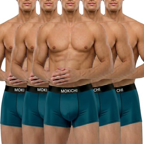 Image of Men's Ice Silk Boxer Briefs Pack of 5 | Ultra Soft Breathable Stretch Trunks | Moisture Wicking Quick Dry Men's Underwear | Comfortable Mid Rise Anti Chafing Innerwear