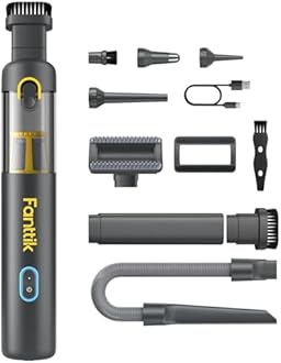 Fanttik Slim V8 Apex Car Vacuum, 4-in-1 Portable Mini Cordless Handheld Vacuum with 19000pa Suction Power, Type-C Charge, 2 Suction Modes, for Car, Office Desk, Keyboards (Grey)