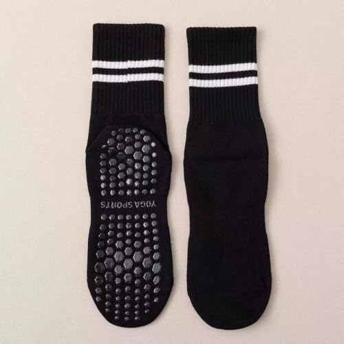 Non-Slip Yoga Grippy Socks with Grip - Mid Calf Workout Socks for Women, Pilates, Dance, Fitness - Breathable & Comfortable