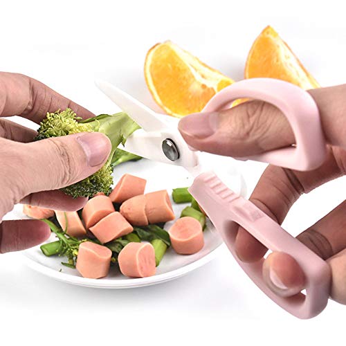 Ceramic Scissors,Healthy Baby Food Scissors With Cover Portable Shears (Pink) #TOP6