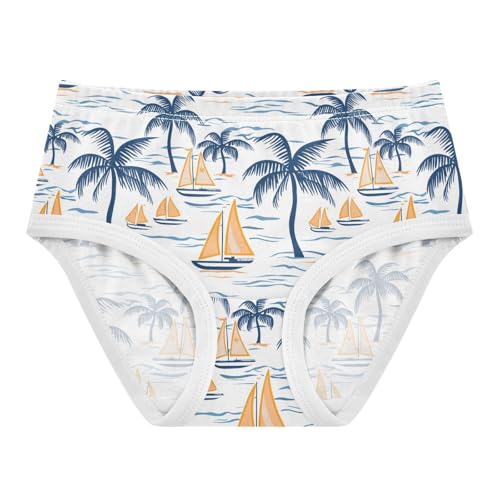 ZZKKO Coconut Trees Sailboat Girls Underwear Toddler Panties for Girls Comfort Brief Size 2-8T