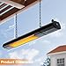 Ceiling Electric Outdoor Heater Wifi Control Wall-Mounted Hanging Patio 1500W Infrared 9 Heat Levels, 24H Timers, Carbon Fiber Tube Heating Wall Heater for Gazebo, Balcony