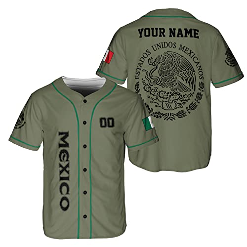 Leprints Personalized Mexico Baseball Jersey, Mexican Baseball Jersey for Men Women, Mexicano Flag Jersey, Mexican Flag Pride miniatura 1