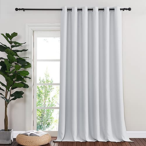 NICETOWN Patio Door Curtain Room Darkening Drapes, Grommet Top Light Blocking Room Divider Curtain Panel for Bedroom/Living Room (Greyish White, W80 x L95, 1 Panel) Greyish White 80"W x 95"L