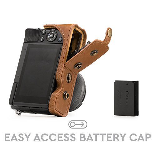 Funda para Cámara Canon EOS M100 M200 Cuero Marrón Claro miniatura 4