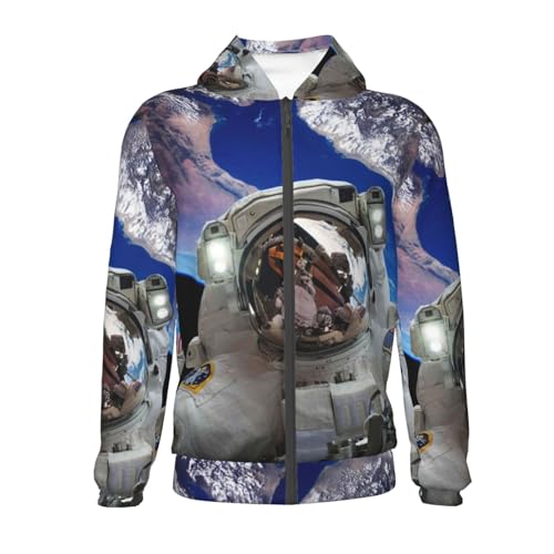Astronaut in Outer Space Kids Pullover Hoodies Boys Zip Up Sweatshirts Girls Athletic Clothes with Pocket2