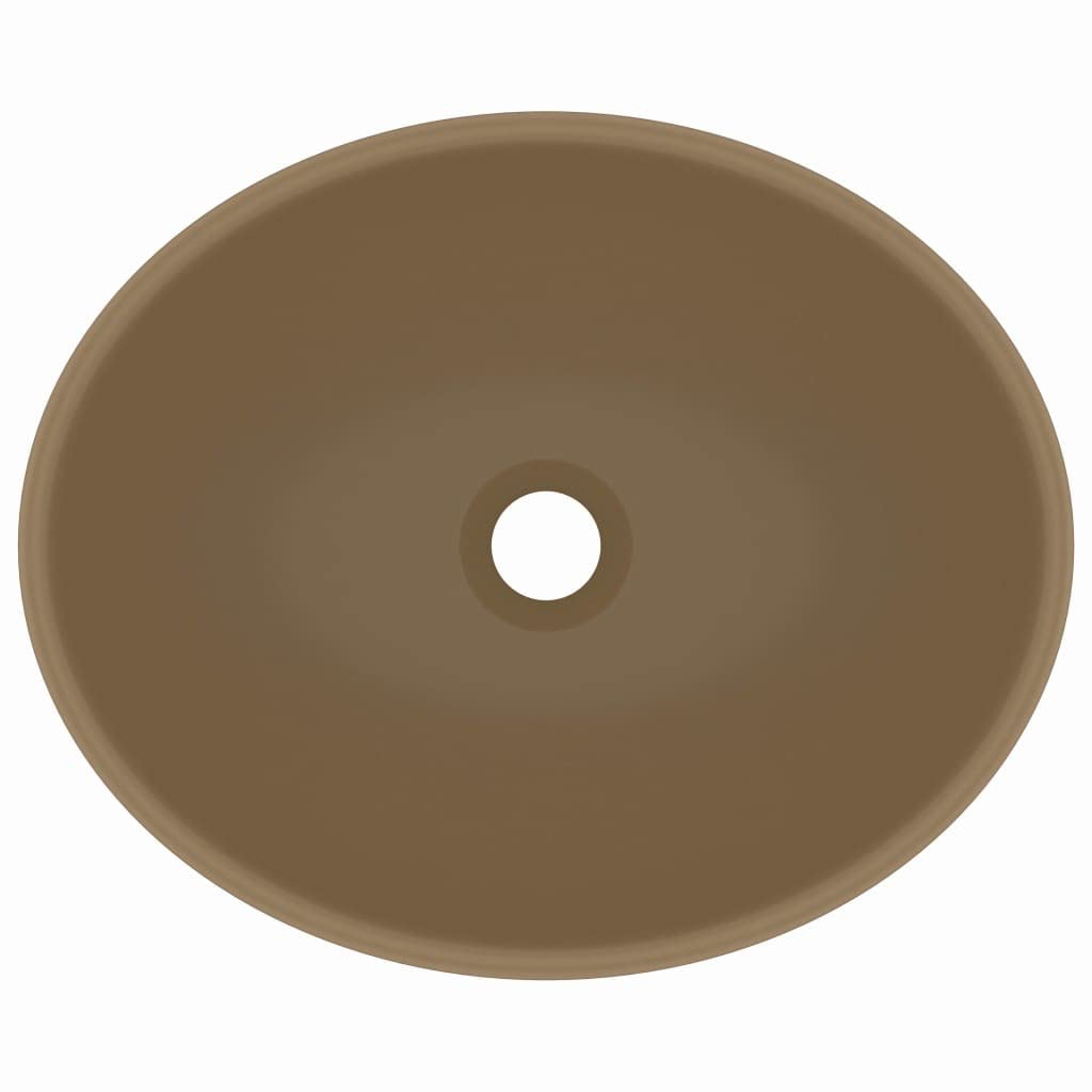 vidaXL Lavandino Lusso Lavello per Bagno Lavabo per Toilette Sanitari Prodotti per Bagno Vaschetta Ovale Crema Opaco 40x33 cm in Ceramica