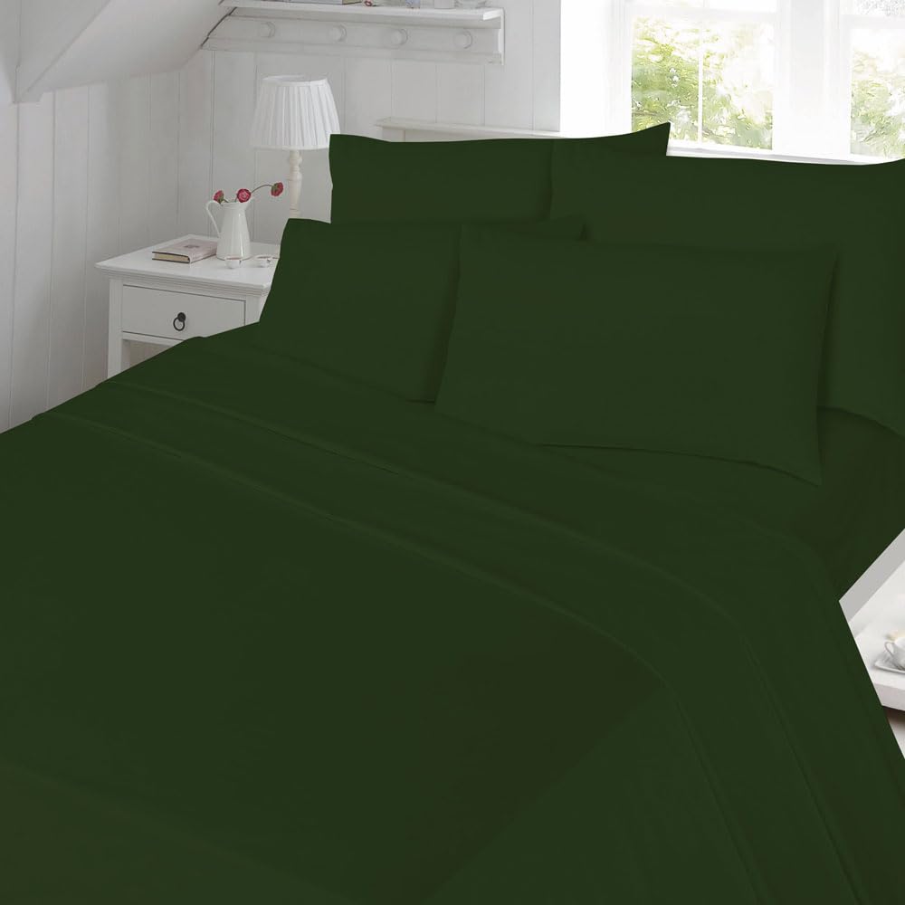 Nightzone Green Night Zone Polycotton Percale 180 Thread Count Duvet Cover Set, Double