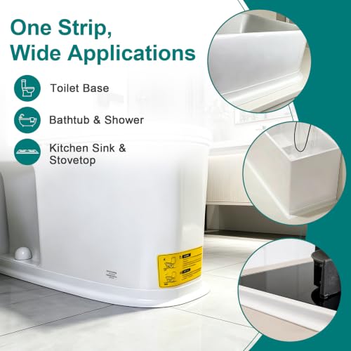 Image of TOUSEA Professional Waterproof Caulk Strip - Self Adhesive White Sealing Tape for Toilet, Tub, Peel and Stick Backsplash Finisher - Renter Friendly, Easy Install (White-1.5IN-10.5FT-N01)